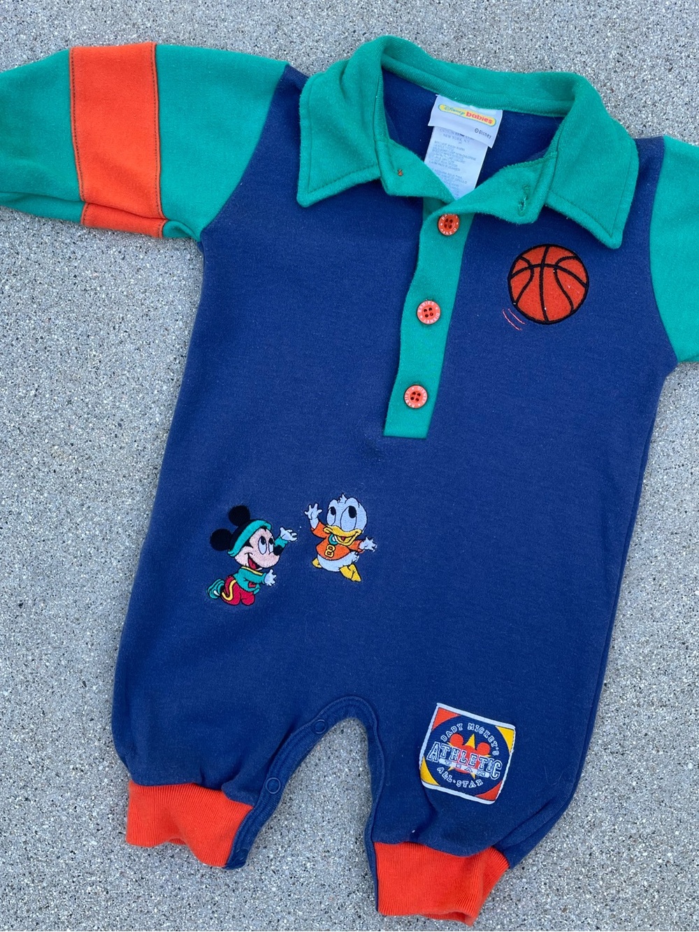 Vtg 90’s Y2K Disney Babies Mickey’s Athletic Team All Star One Piece Jumper 0-6M